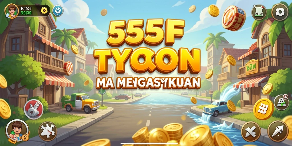 Tampilan gameplay 555F yang menarik dan interaktif dalam mengelola bisnis Tycoon.