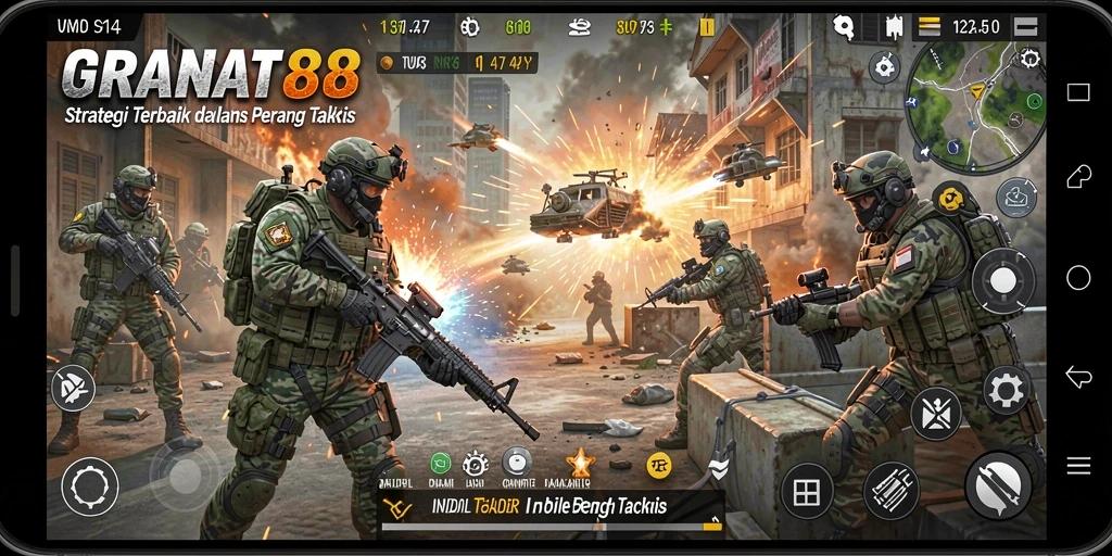 Screenshot gameplay GRANAT88 yang menampilkan pertempuran strategis yang intens.