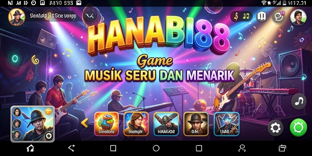 Tampilan gameplay seru dengan berbagai lagu menarik di HANABI88.