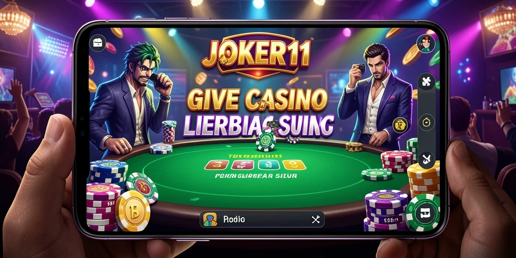 Screenshot JOKER11 menampilkan dealer langsung dan suasana kasino yang nyata.
