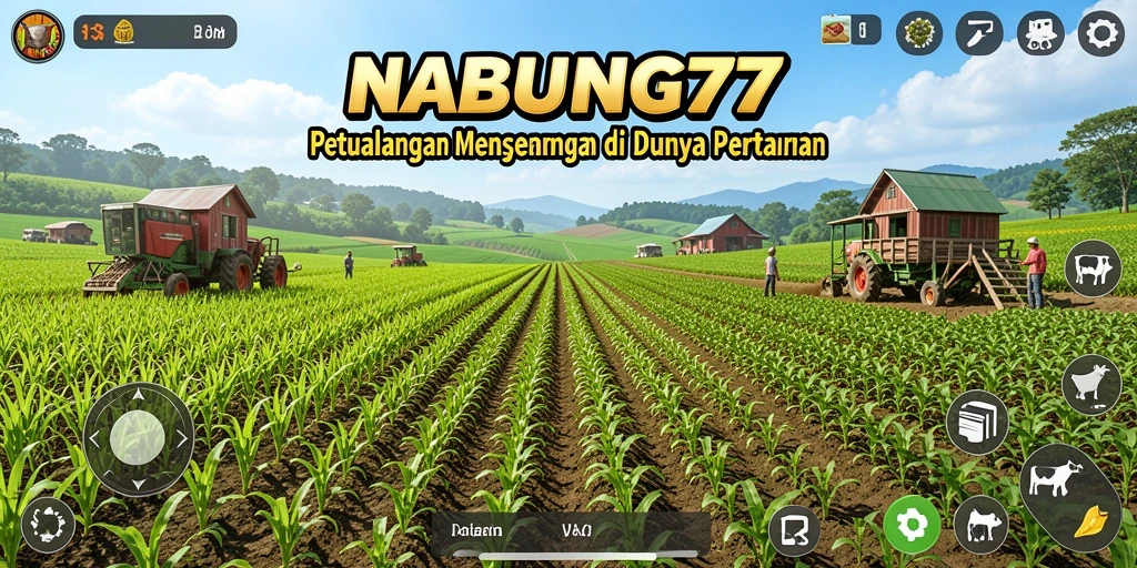 Screenshot gameplay NABUNG77 menampilkan kebun yang berkembang dengan subur.
