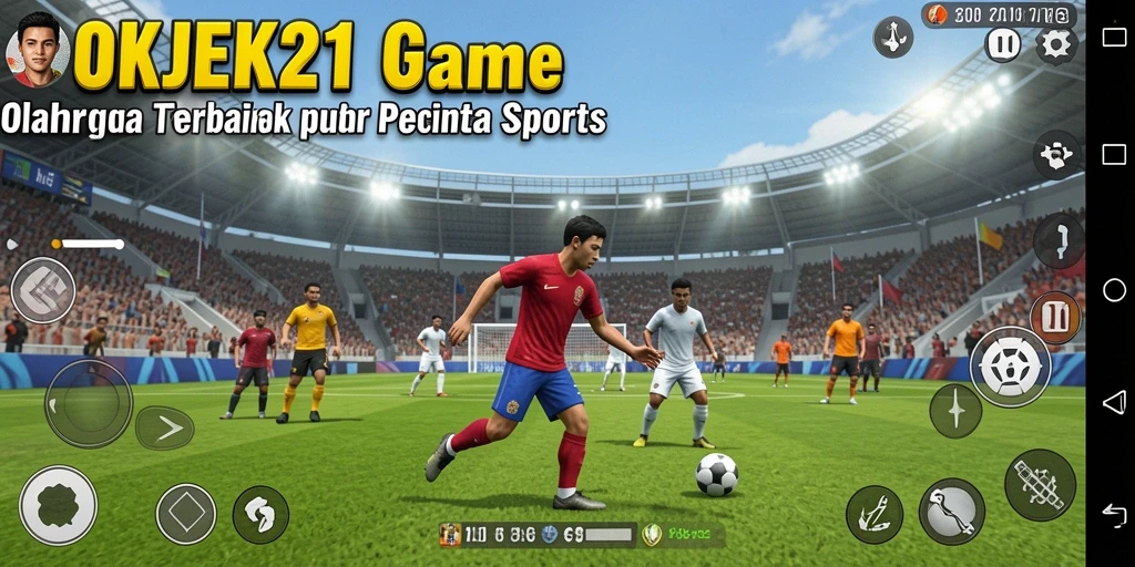 Screenshot gameplay OKJEK21 yang menunjukkan aksi seru olahraga.