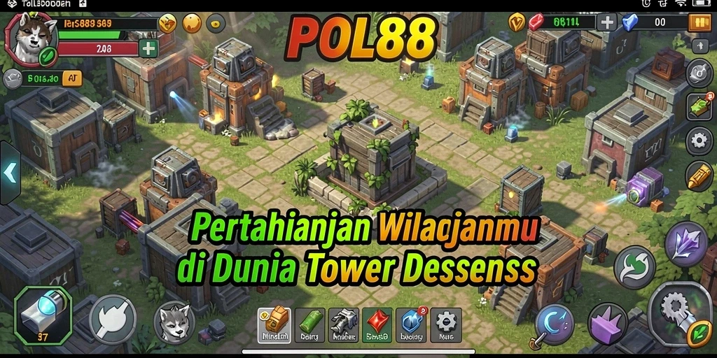 Screenshot gameplay menegangkan dari POL88 yang menunjukkan strategi Tower Defense.
