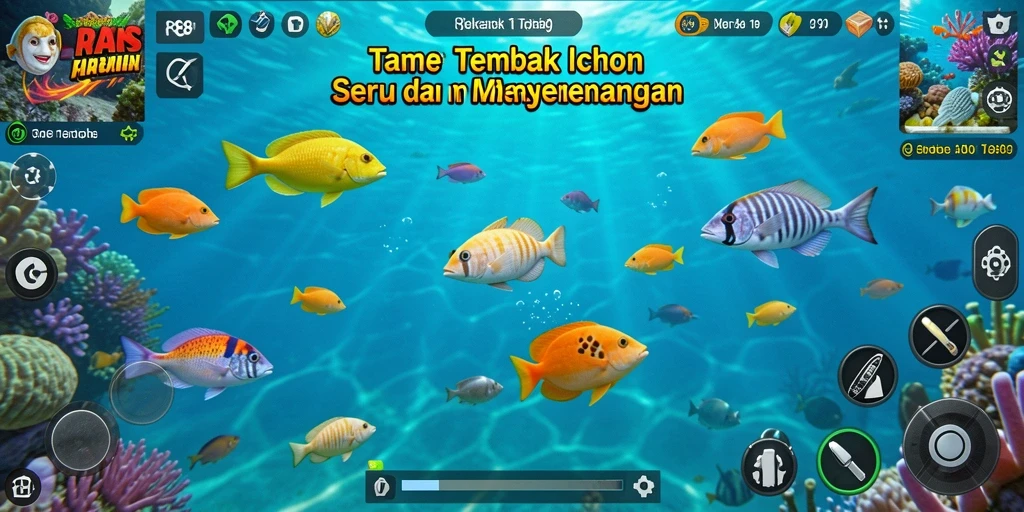 Tampilan gameplay seru dalam RR89 dengan berbagai ikan yang menarik.