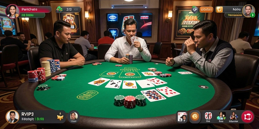 Screenshot gameplay RVIP3 menampilkan keseruan permainan Poker.