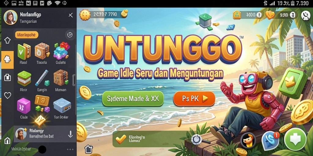 Screenshot UNTUNGGO menampilkan gameplay seru dan menantang dalam genre Idle.